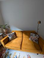 Velours okergele 2,5 zits bank, Ophalen, Gebruikt
