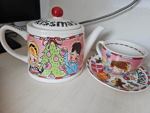 Blond Amsterdam kerst theepot + kop en schotel, Huis en Inrichting, Keuken | Servies, Zo goed als nieuw, Ophalen