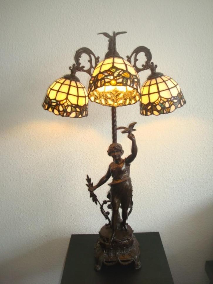 Tiffany Art Nouveau Sculptuur Lamp H.77cm, Antiek en Kunst, Antiek | Lampen, Ophalen