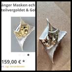 Zilveren broche met theatermaskers – deels verguld – kunst, Sieraden, Tassen en Uiterlijk, Broches, Ophalen of Verzenden, Zilver