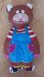 vintage beer/teddybeer/beer van stof/lappen patroon/beer, Ophalen of Verzenden, Gebruikt, Stoffen beer