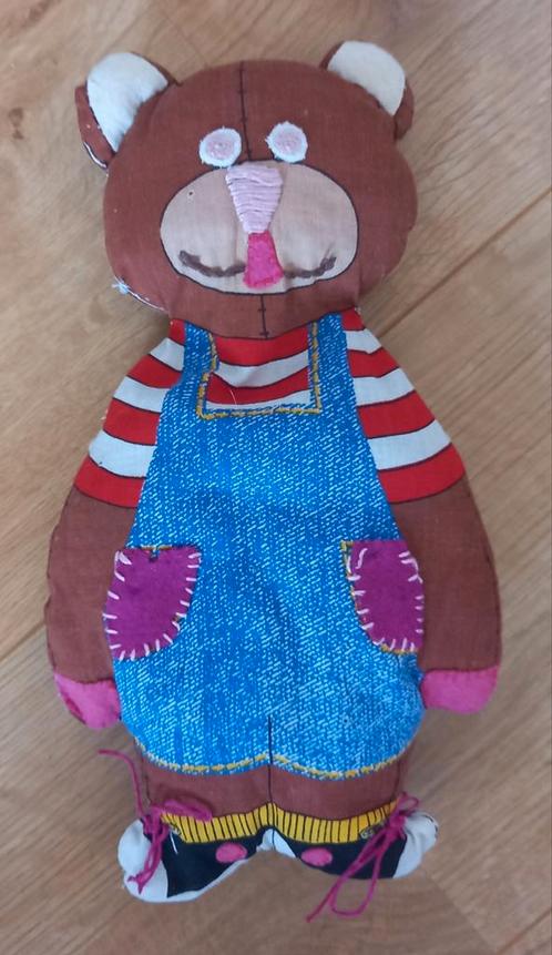 vintage beer/teddybeer/beer van stof/lappen patroon/beer, Verzamelen, Beren en Cherished Teddies, Gebruikt, Stoffen beer, Ophalen of Verzenden