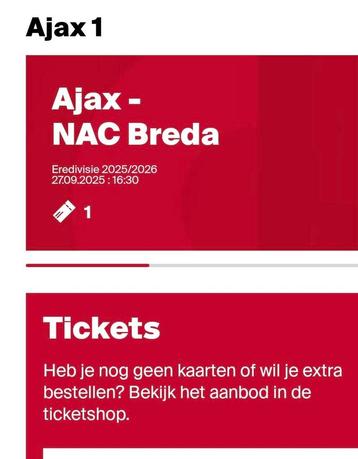1x F-Side ticket - Ajax-NAC (advertentie goed lezen!) beschikbaar voor biedingen