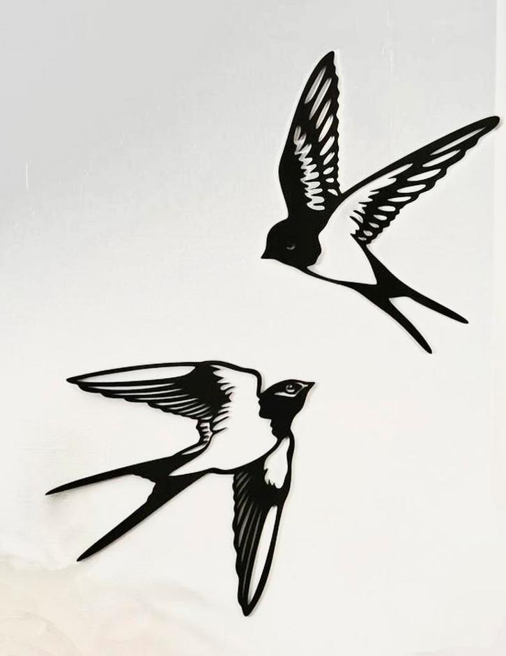 Wanddecoratie hout zwaluwen set, Huis en Inrichting, Woonaccessoires | Wanddecoraties, Ophalen of Verzenden