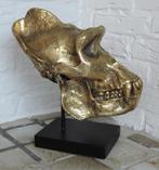 Mooie bronse  gorilla schedel op standaard, Verzamelen, Dierenverzamelingen, Ophalen of Verzenden, Zo goed als nieuw, Wild dier