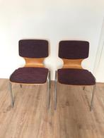 2  stoelen met rug van gebogen berkenhout, Huis en Inrichting, Stoelen, Metaal, Twee, Gebruikt, Retro