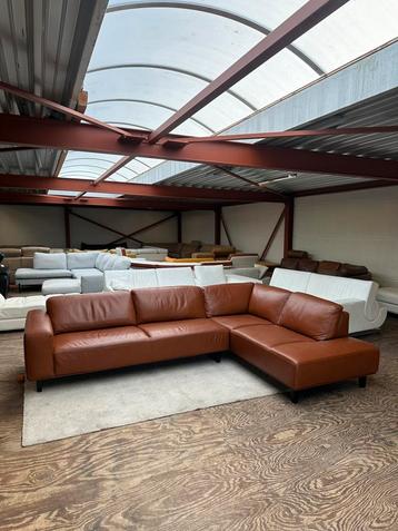 Cognac kleur leren hoekbank bank bankstel Z.G.A.N. beschikbaar voor biedingen