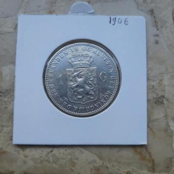 Zeldzame Gulden 1906 Wilhelmina beschikbaar voor biedingen