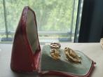 Prachtige set 18k 22k gouden oorbellen broche 1870 met doos!, Ophalen of Verzenden