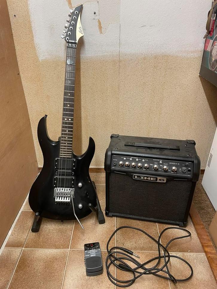Elektrische gitaar lag + versterker en accessoires, Muziek en Instrumenten, Snaarinstrumenten | Gitaren | Elektrisch, Gebruikt