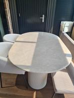 Marmeren ovale eettafel beige 160x100, Huis en Inrichting, Tafels | Eettafels, Ophalen, 200 cm of meer, Zo goed als nieuw, Vijf personen of meer