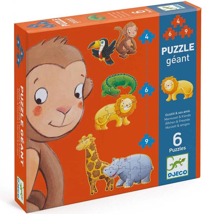 Djeco Puzzel Safaridieren - Compleet!, Kinderen en Baby's, Speelgoed | Kinderpuzzels, Zo goed als nieuw, 2 tot 4 jaar, 10 tot 50 stukjes