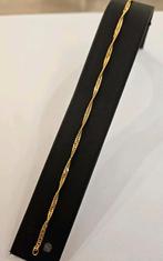 14 karaats gouden Singapore schakel armband geelgoud 19cm, Ophalen of Verzenden, Zo goed als nieuw, Goud, Goud