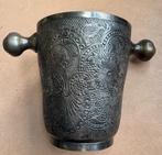 Oude ijsemmer met ijstang, verzilverd, handgemaakt, India, Ophalen of Verzenden