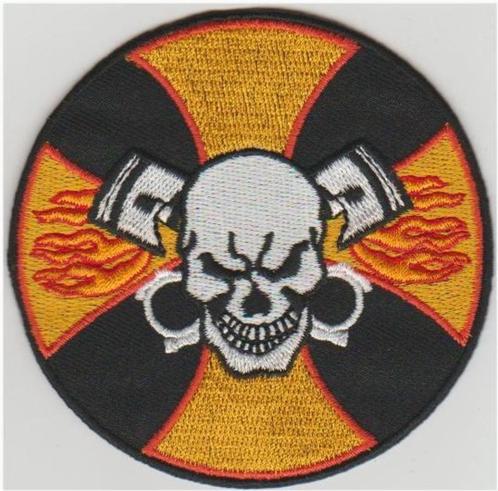 Skull V-twin stoffen opstrijk patch embleem #10, Motoren, Accessoires | Overige, Nieuw, Verzenden