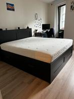 Double bed 180x200cm with storage space, Ophalen, Zwart, Tweepersoons, Zo goed als nieuw