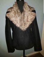 The Barn wolle zwarte kolbert met afneembare(goede nep) bont, Kleding | Dames, Maat 38/40 (M), Zwart, Ophalen of Verzenden, Zo goed als nieuw