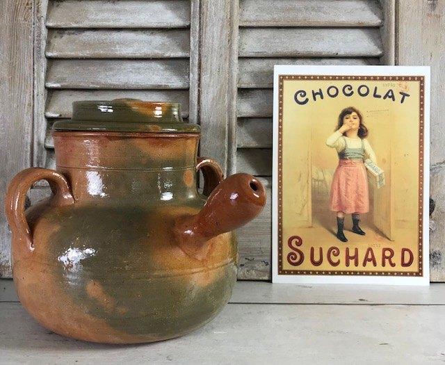 Provençaalse geglazuurde aardewerk daubiere kookpot, Antiek en Kunst, Antiek | Keramiek en Aardewerk, Ophalen of Verzenden