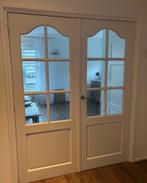 2 Openslaande binnendeuren met glas, Doe-het-zelf en Verbouw, Deuren en Horren, Ophalen, Gebruikt, Minder dan 80 cm, Binnendeur