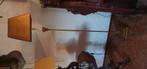 Staande lamp met goudkleurige kap., Ophalen of Verzenden, Zo goed als nieuw, Metaal, 150 tot 200 cm