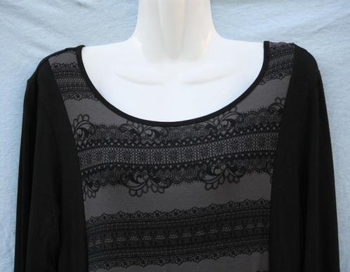 Jurk zwart, dun met motief, GINA BENOTTI, Kleding | Dames, Jurken, Zo goed als nieuw, Maat 38/40 (M), Zwart, Ophalen of Verzenden