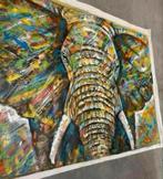 Groot schilderij doek Dr. Bulugu Olifant kunst art painting, Antiek en Kunst, Ophalen of Verzenden