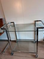 Art deco chroom trolley design, Gebruikt, Ophalen of Verzenden, Glas, 25 tot 50 cm