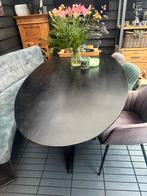 Ovale zwarte eettafel hout, Huis en Inrichting, Tafels | Eettafels, Ophalen, 100 tot 150 cm, 200 cm of meer, Zo goed als nieuw