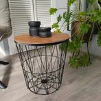 Leuke bijzettafel metaal met hout, Ophalen, Minder dan 45 cm, Minder dan 55 cm, Gebruikt