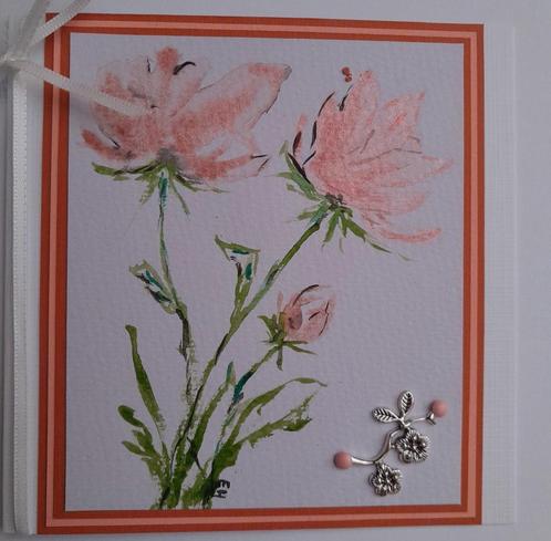 Bloemen geschilderd met aquarel verf, Hobby en Vrije tijd, Kaarten | Zelfgemaakt, Zo goed als nieuw, Ophalen of Verzenden