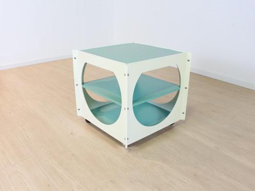 vintage bijzettafel, Huis en Inrichting, Tafels | Bijzettafels, Gebruikt, Rond, 45 tot 60 cm, Minder dan 55 cm, Hout, Ophalen