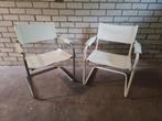 Mart Stam MG5 B34 2x vintage buizenframe stoel leren zitting, Huis en Inrichting, Stoelen, Ophalen, Wit, Zo goed als nieuw, Metaal