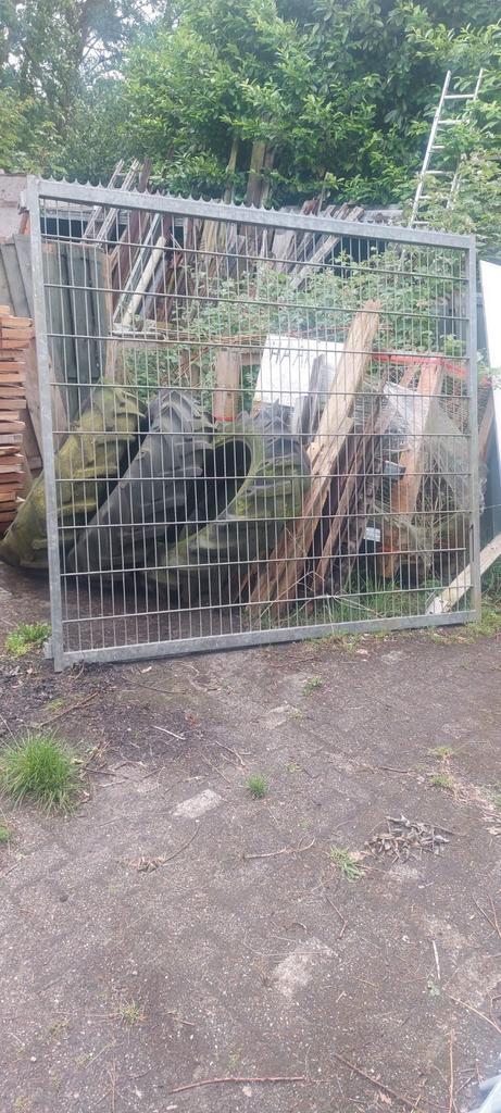 gegalvaniseerde poort enkel 225 x  205 hekwerk, Tuin en Terras, Tuinhekken en Hekwerk, Gebruikt, Overige typen, IJzer, Ophalen