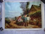 Hendrik Dillens 19 de eeuw spelende kinderen 80X60 cm., Verzenden