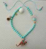Handgemaakte kralenketting met aap hanger, Ophalen of Verzenden, Nieuw, Blauw, Ketting