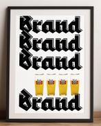BRAND BIER Grote mancave bar cafe Poster affiche decoratie, Verzamelen, Biermerken, Ophalen of Verzenden, Nieuw, Reclamebord, Plaat of Schild