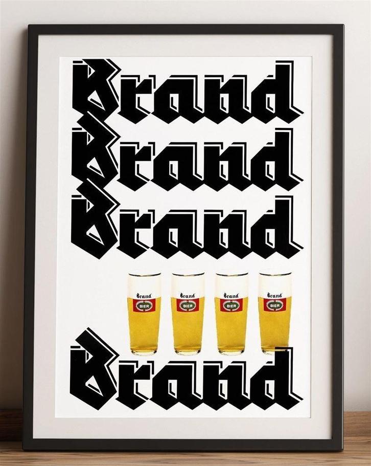 BRAND BIER Grote mancave bar cafe Poster affiche decoratie, Verzamelen, Biermerken, Nieuw, Reclamebord, Plaat of Schild, Brand