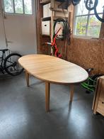 eettafel massief eiken ovaal rond tafel met tussenstuk, Huis en Inrichting, Tafels | Eettafels, Ophalen, Gebruikt