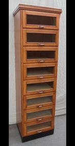 Antieke Fourniturenkast diepe lades glas winkel vitrinekast, Ophalen, Glas, 5 laden of meer, 50 tot 100 cm