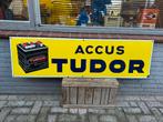 Vintage Tudor Accu Emaille Reclamebord, Ophalen, Reclamebord, Gebruikt, .
