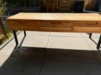 Teak houten tv meubel met stalen poten, Ophalen, Gebruikt, 25 tot 50 cm, Rechthoekig