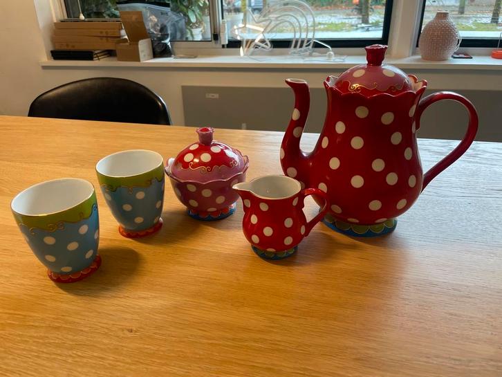 Douwe Egberts Oilily theeservies - Nieuwstaat!, Huis en Inrichting, Keuken | Servies, Zo goed als nieuw, Kop(pen) en/of Schotel(s)