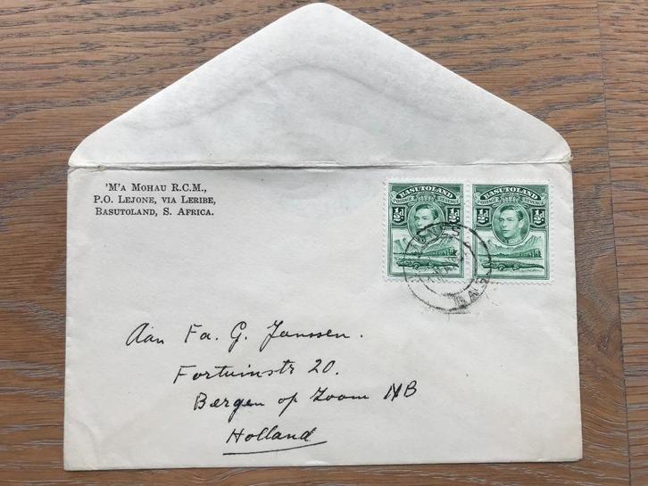 ZUID AFRIKA BASUTOLAND, GAAF ENVELOPJE UIT OMSTREEKS 1938, Postzegels en Munten, Brieven en Enveloppen | Buitenland, Envelop, Verzenden