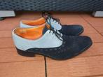 Reinhard Frans mt.39 zwart-blauw suede herenschoenen, Blauw, Ophalen of Verzenden, Zo goed als nieuw, Reinhard Frans