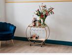 Barcart goud, Huis en Inrichting, Tafels | Sidetables, Ophalen, 50 tot 100 cm, Rond, Zo goed als nieuw