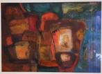 Bob Bonies(1937)Olie op Papier"Abstracte Compositie"Ges Ged, Antiek en Kunst, Kunst | Schilderijen | Modern, Ophalen of Verzenden