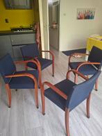 4 vintage eetkamerstoelen, Huis en Inrichting, Stoelen, Ophalen, Gebruikt, Blauw, Vier
