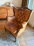 Antieke leren fauteuil, Ophalen, Gebruikt, 75 tot 100 cm, Leer