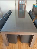 Eettafel zonder stoelen (er zit glas op), Huis en Inrichting, Tafels | Eettafels, Ophalen, Gebruikt, 100 tot 150 cm, 200 cm of meer
