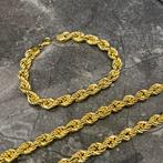 14 karaat gouden zet ketting rope met armband rope schakel, Ophalen of Verzenden, Zo goed als nieuw, Goud